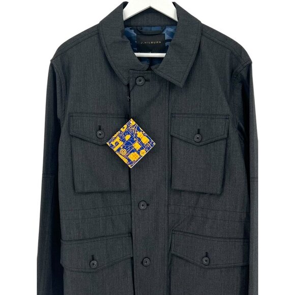 J. Hillburn Men's Field Jacket Size M (?) Gray Blue Camo Lining Full Zip Button - Picture 12 of 16